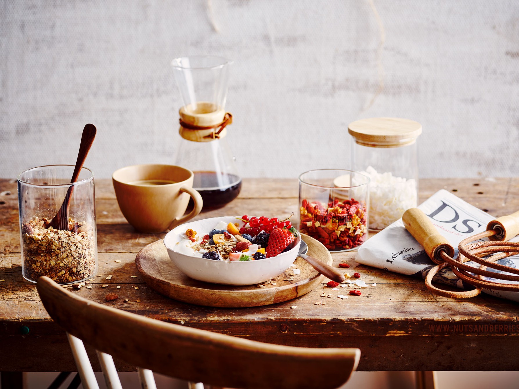 Breakfast yoghurt granola muesli